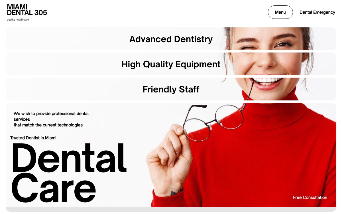 Miami Dental 305 landing page